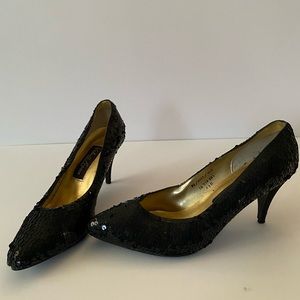 Black sequined shoes